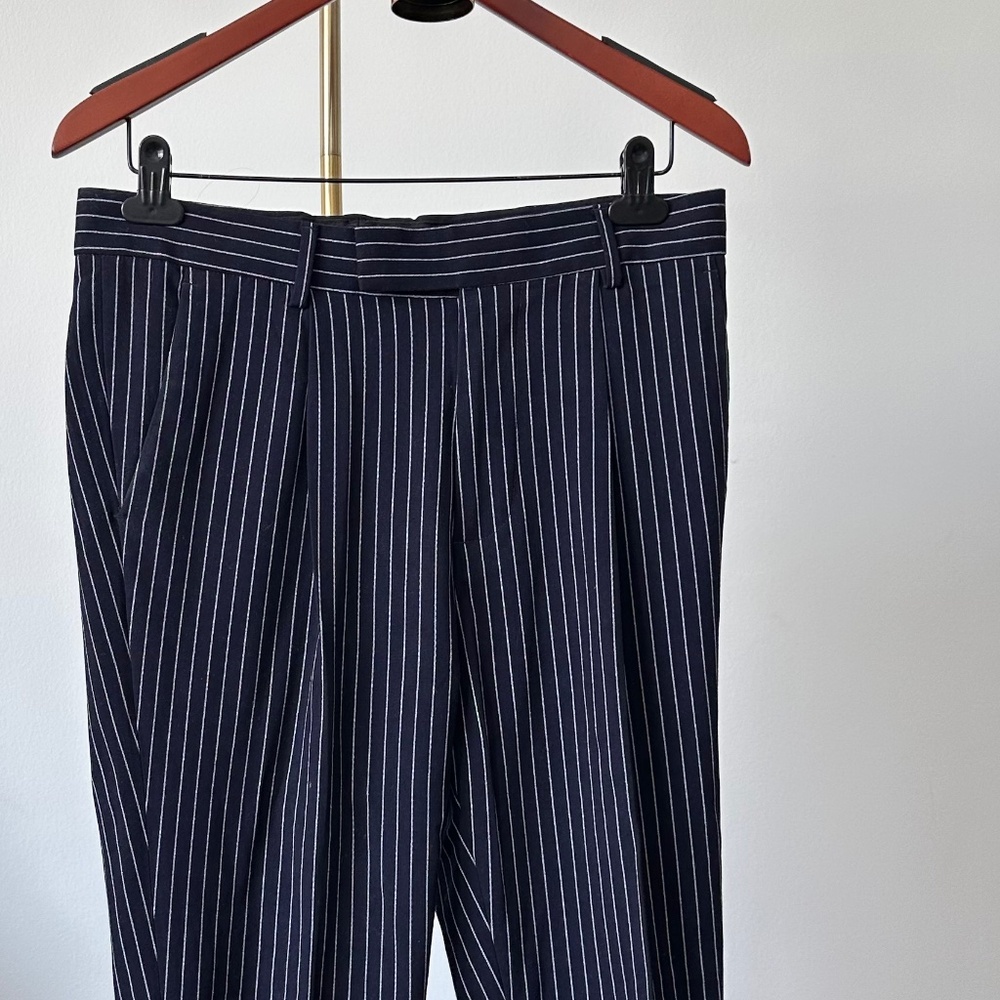 Navy blue pinstripe dress pants